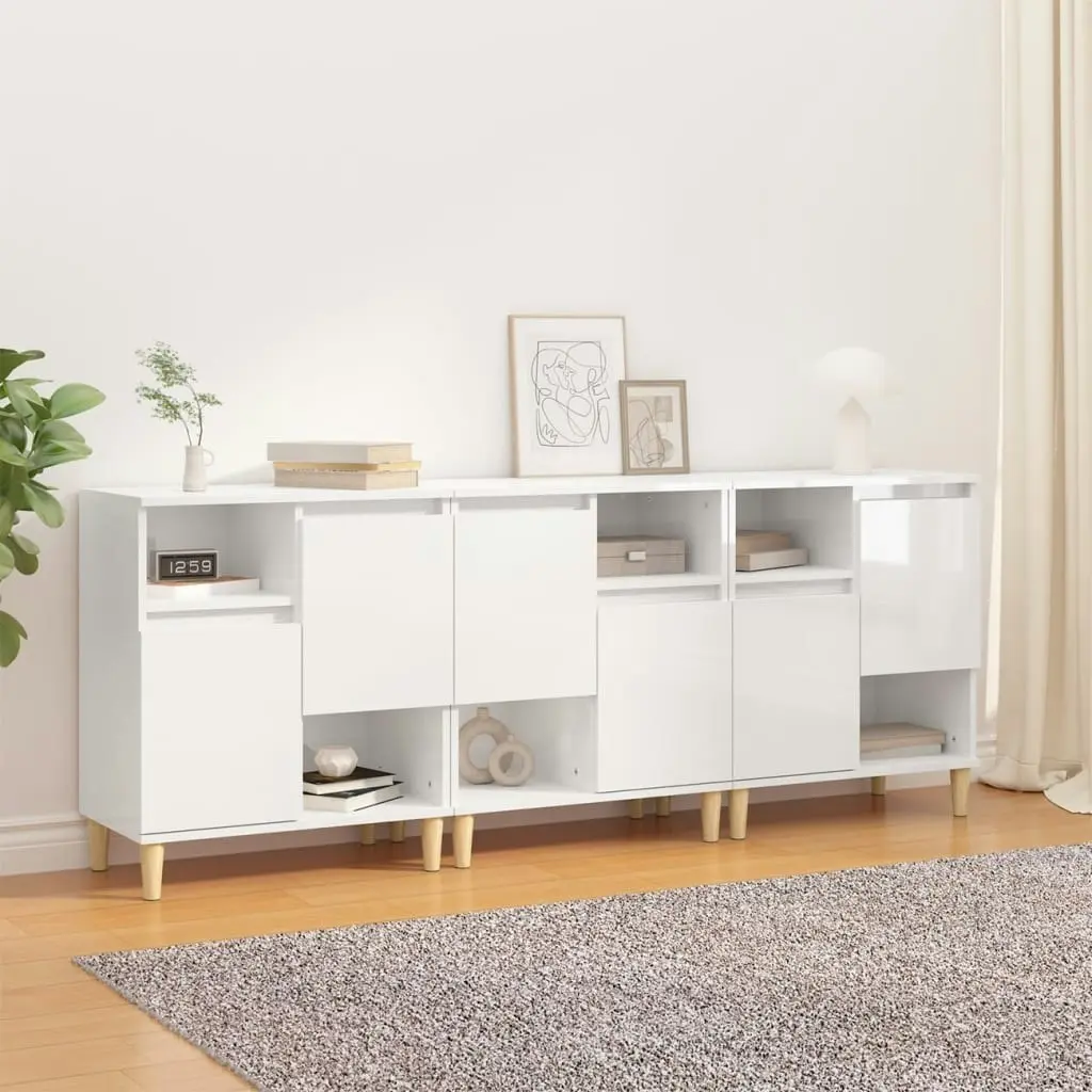 Sideboards 3 pcs High Gloss White 60x35x70 cm Engineered Wood 3185737