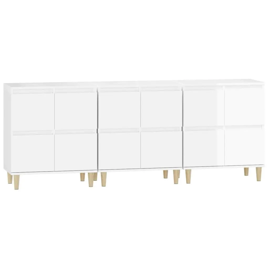 Sideboards 3 pcs High Gloss White 60x35x70 cm Engineered Wood 3185769