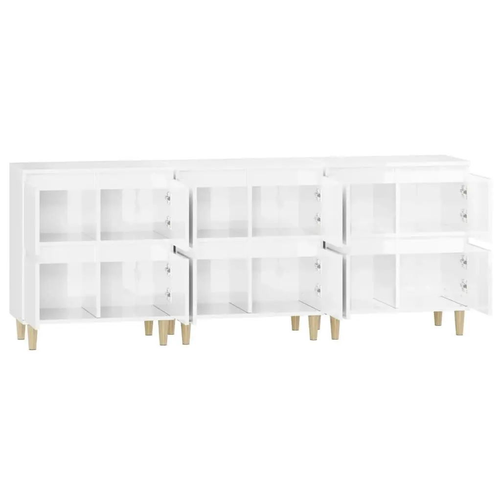 Sideboards 3 pcs High Gloss White 60x35x70 cm Engineered Wood 3185769