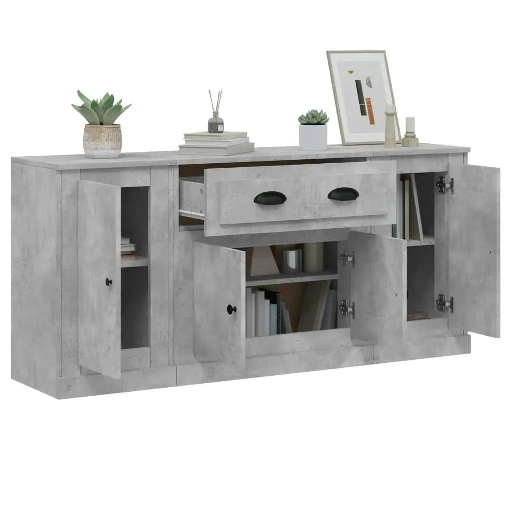 Sideboards 3 pcs Concrete Grey Engineered Wood 3185275