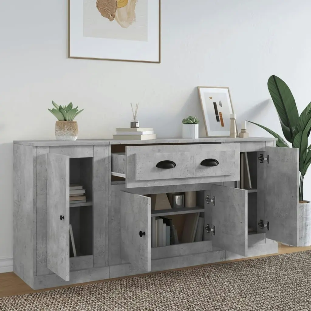 Sideboards 3 pcs Concrete Grey Engineered Wood 3185275