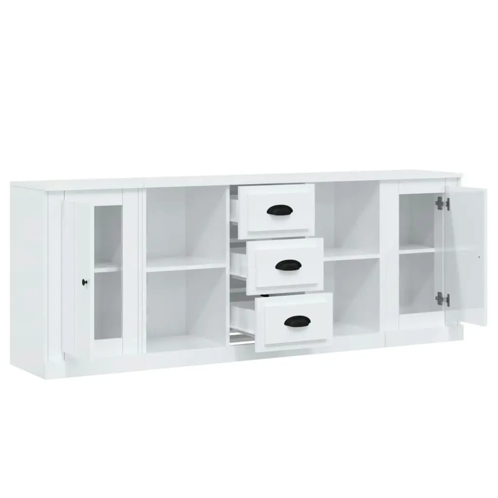 Sideboards 3 pcs High Gloss White Engineered Wood 3185257