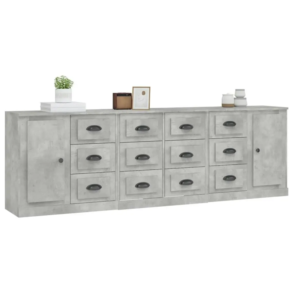 Sideboards 3 pcs Concrete Grey Engineered Wood 3185291