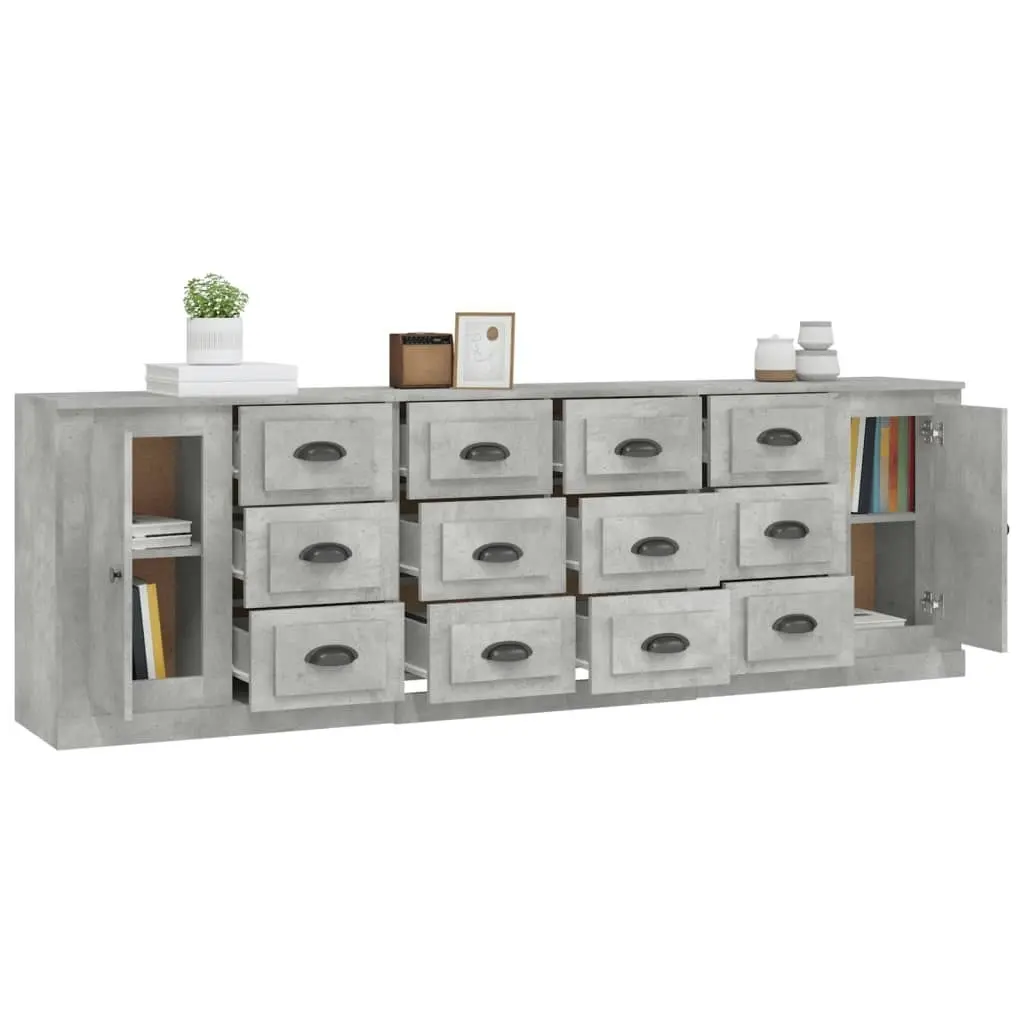 Sideboards 3 pcs Concrete Grey Engineered Wood 3185291