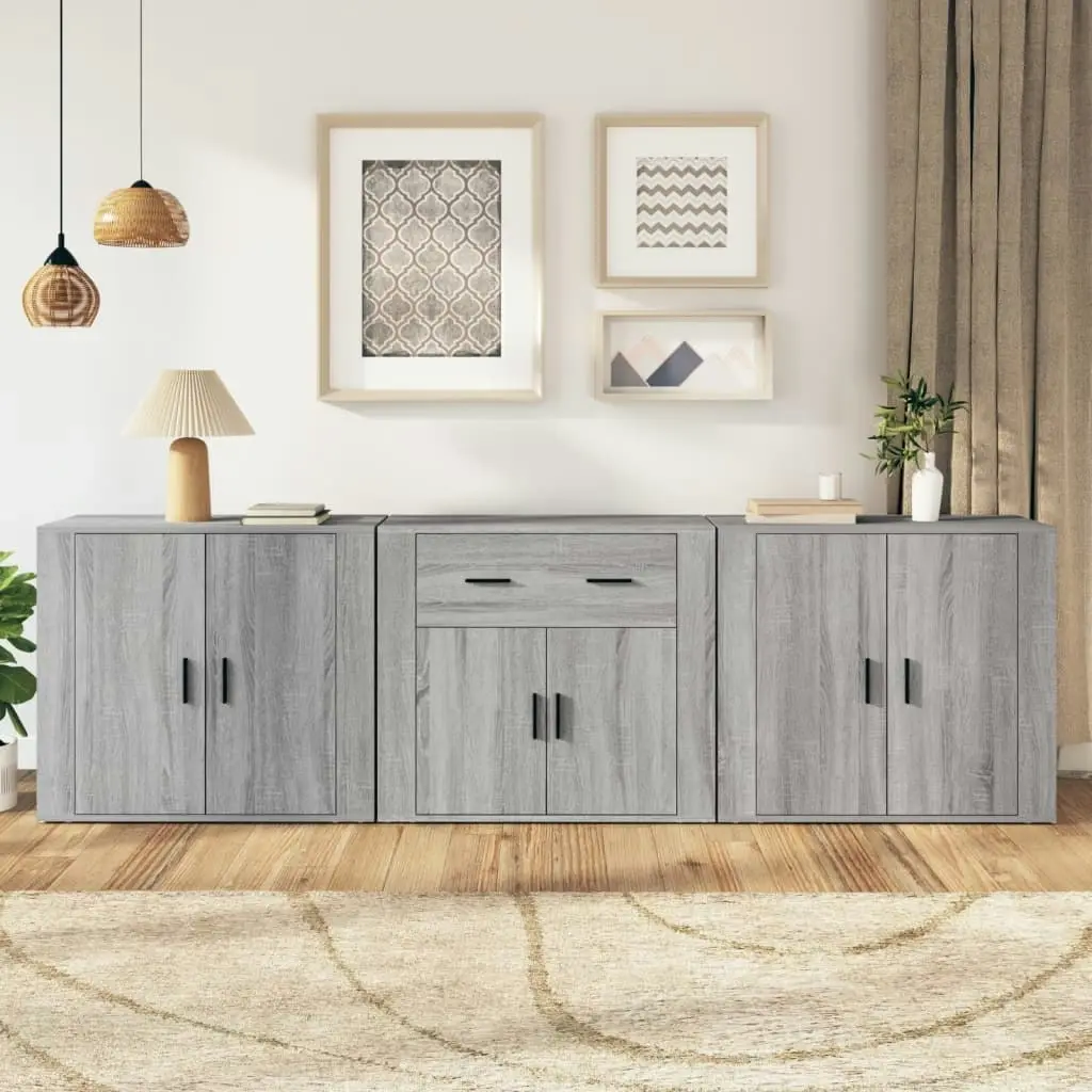 Sideboards 3 pcs Grey Sonoma Engineered Wood 3185421