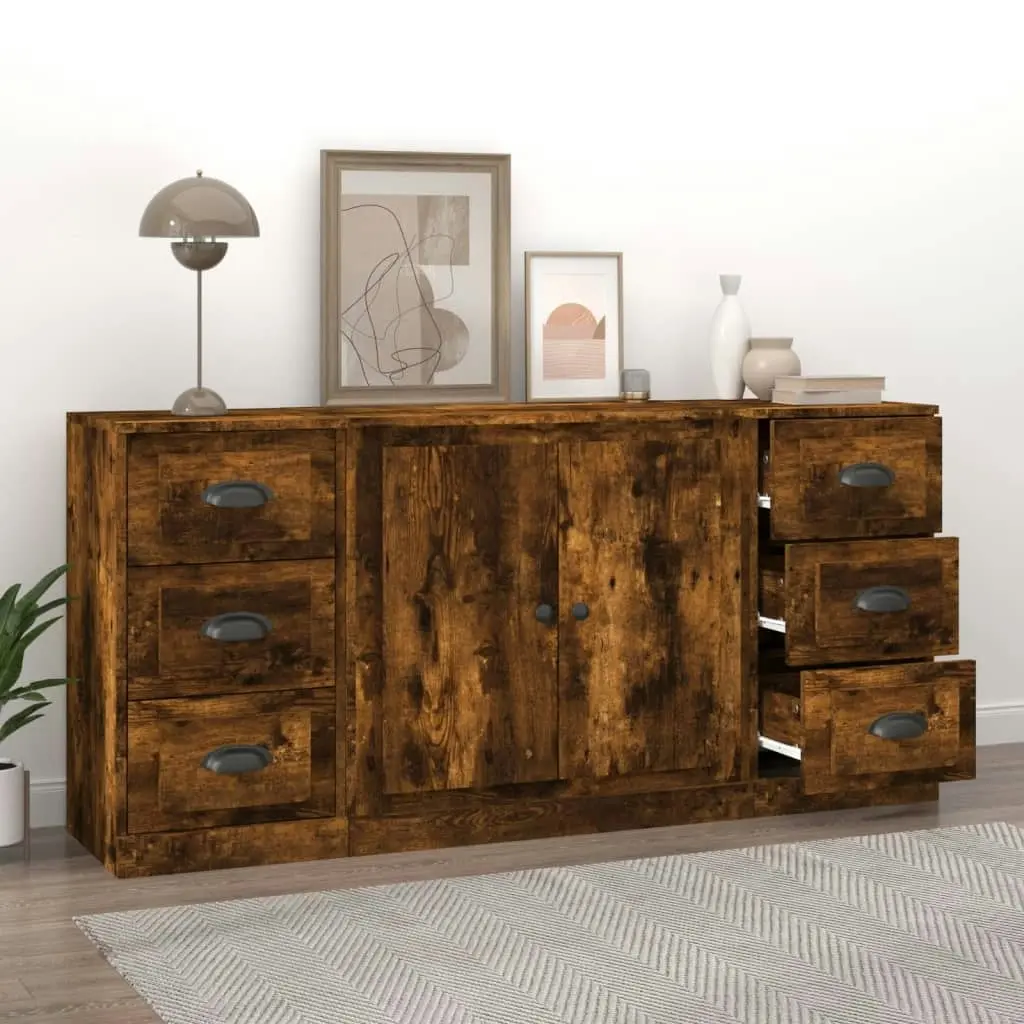 Sideboards 3 pcs Smoked Oak Engineered Wood 3185236