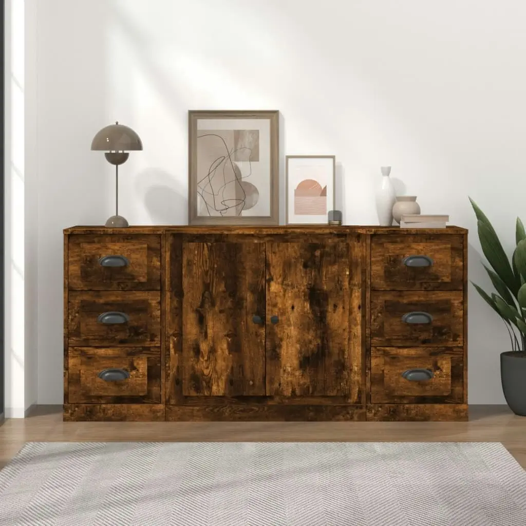 Sideboards 3 pcs Smoked Oak Engineered Wood 3185236