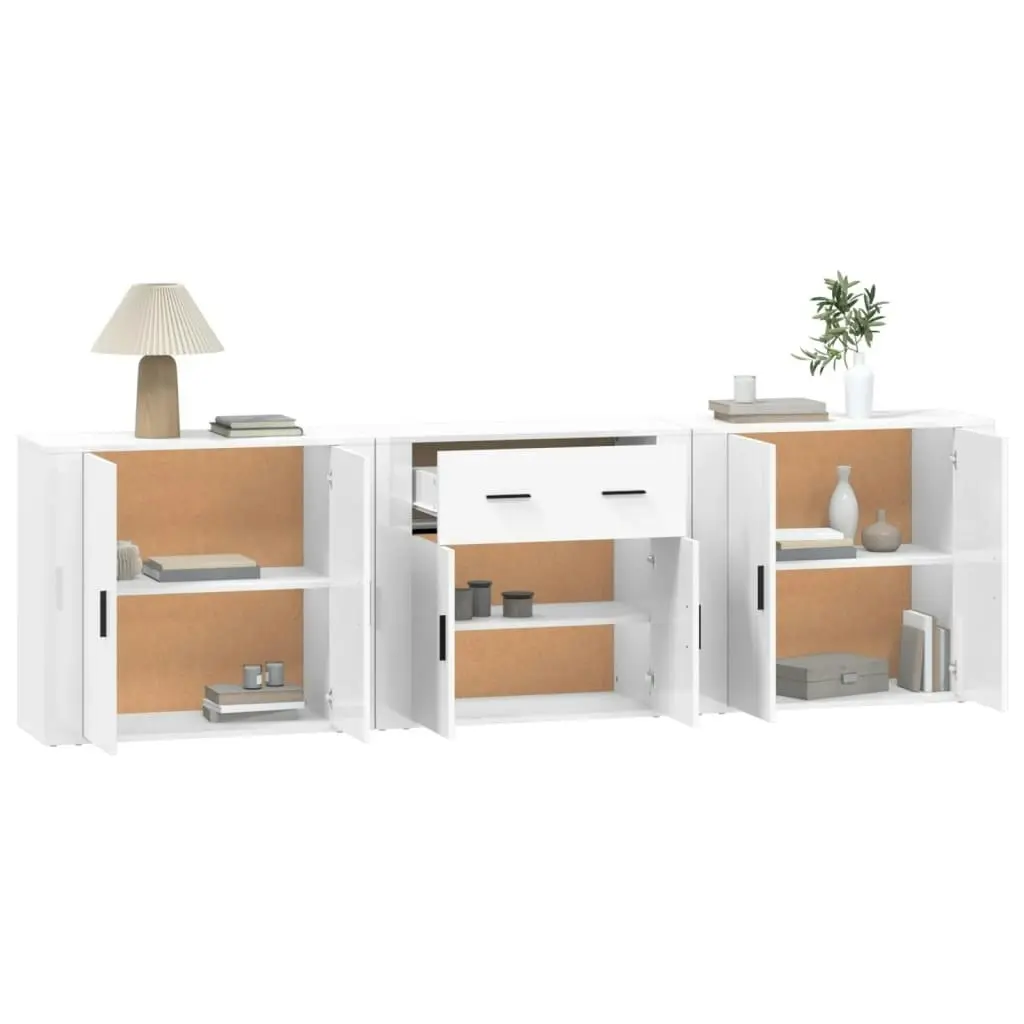 Sideboards 3 pcs White Engineered Wood 3185415