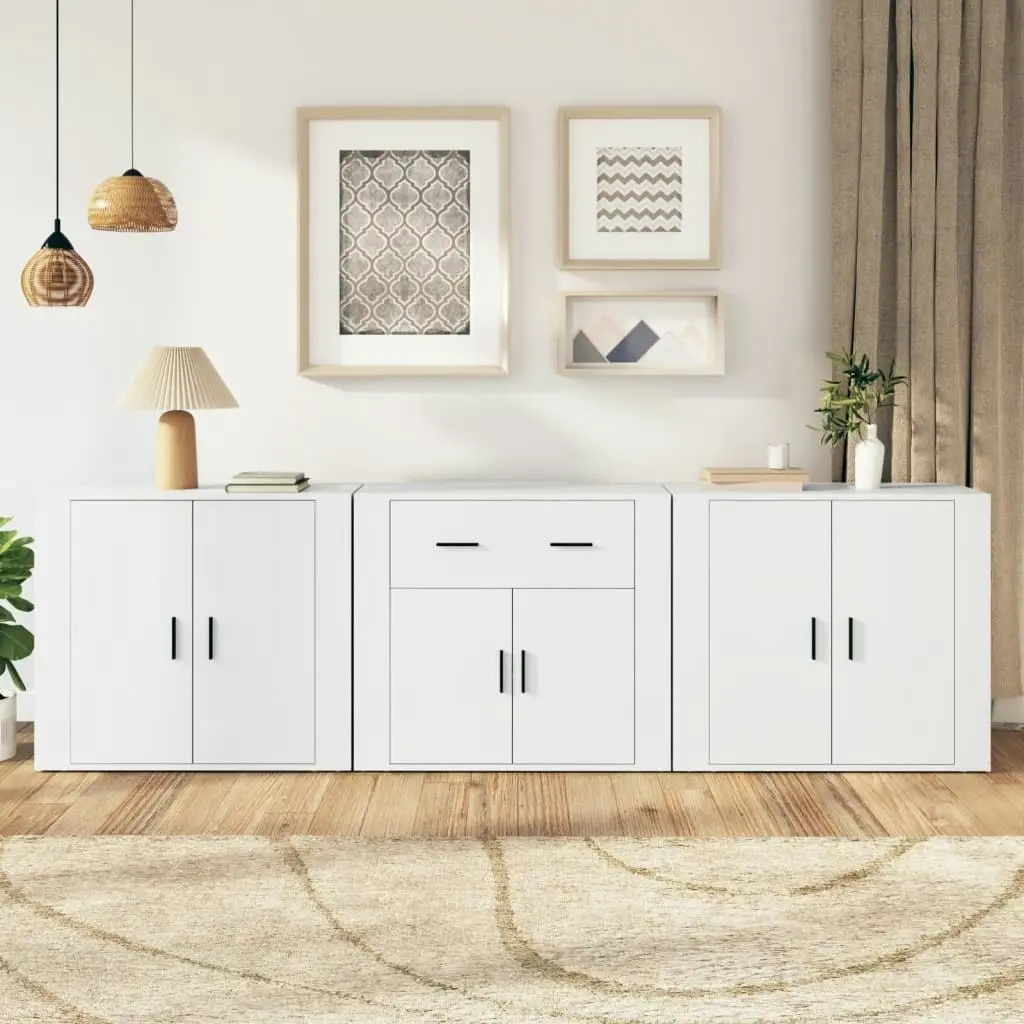 Sideboards 3 pcs White Engineered Wood 3185415