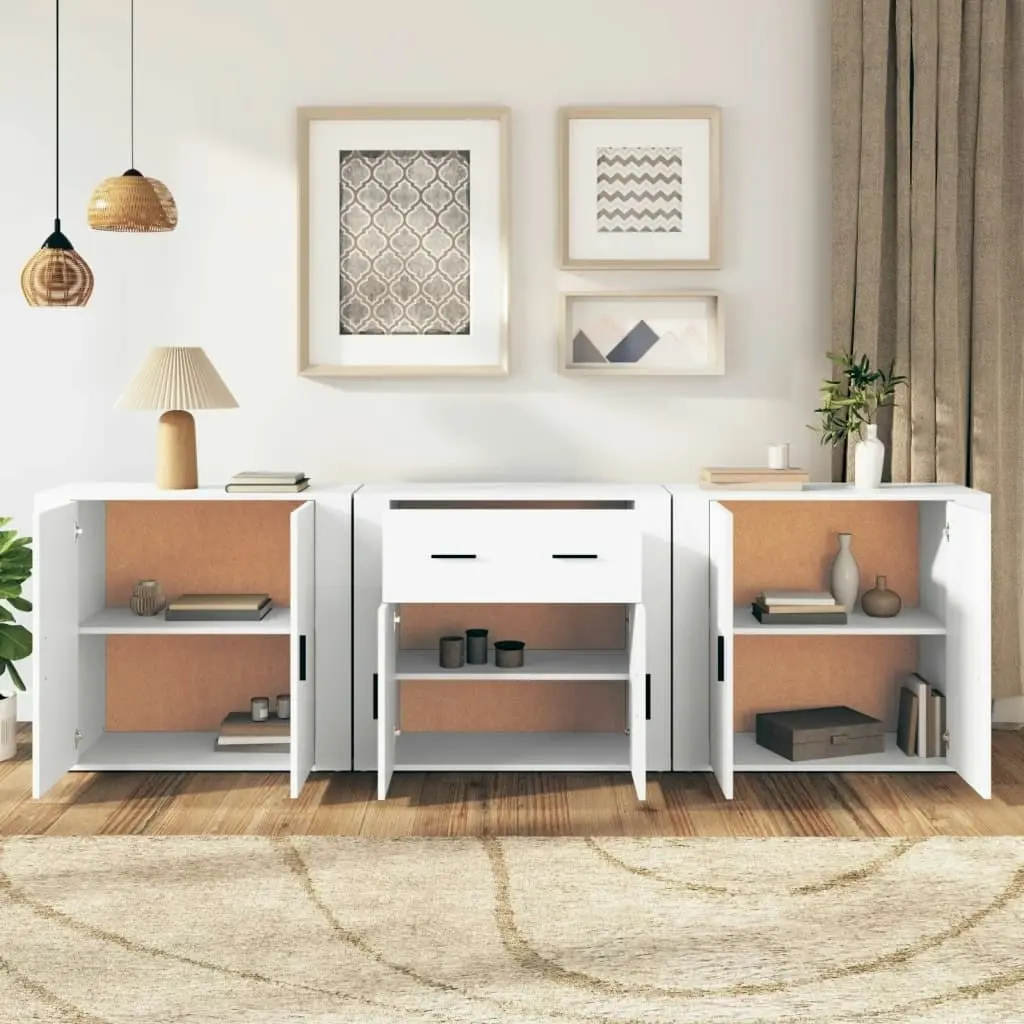 Sideboards 3 pcs White Engineered Wood 3185415