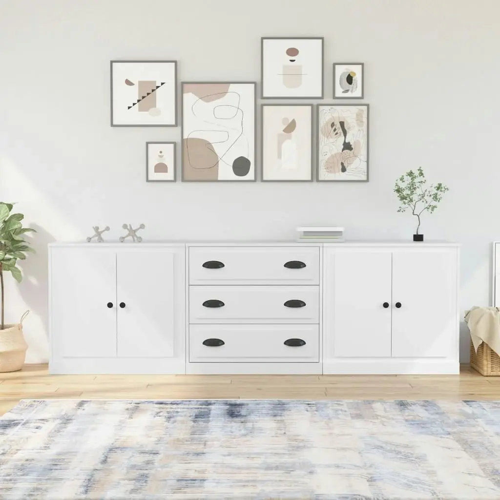 Sideboards 3 pcs White Engineered Wood 3185215