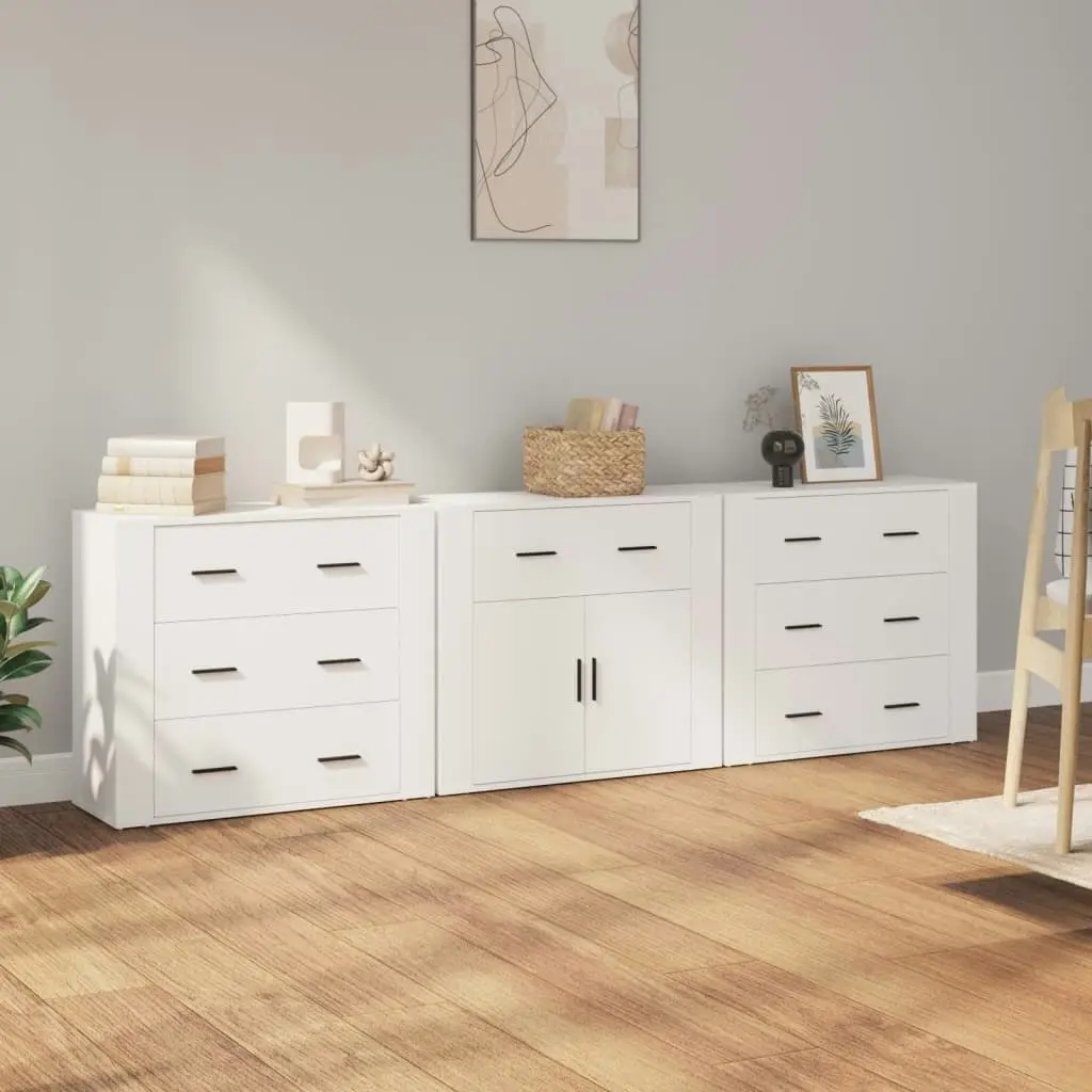 Sideboards 3 pcs White Engineered Wood 3185423