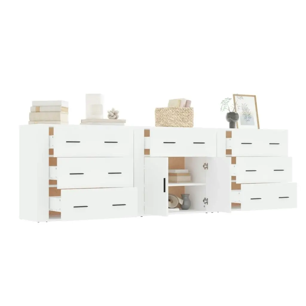 Sideboards 3 pcs White Engineered Wood 3185423