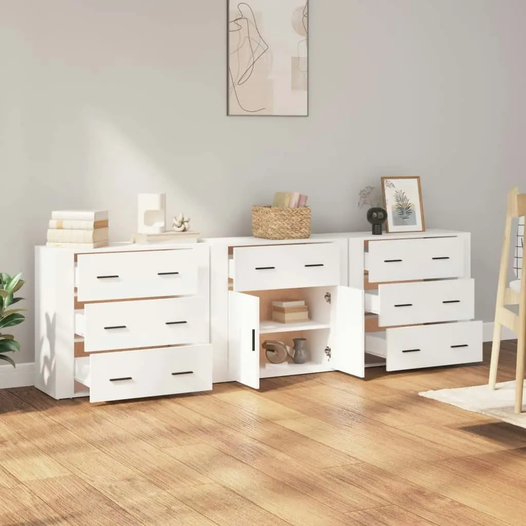 Sideboards 3 pcs White Engineered Wood 3185423