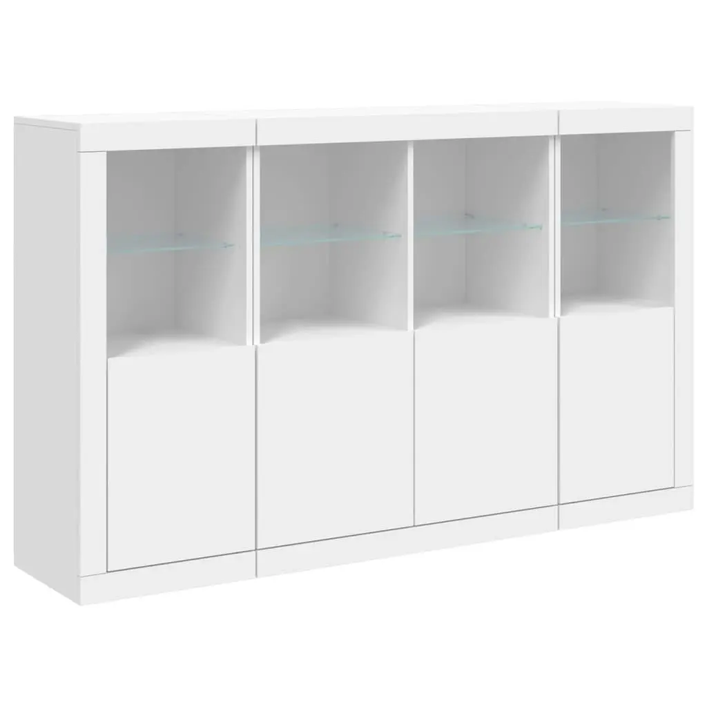 Sideboards with LED Lights 3 pcs White Engineered Wood 3209114