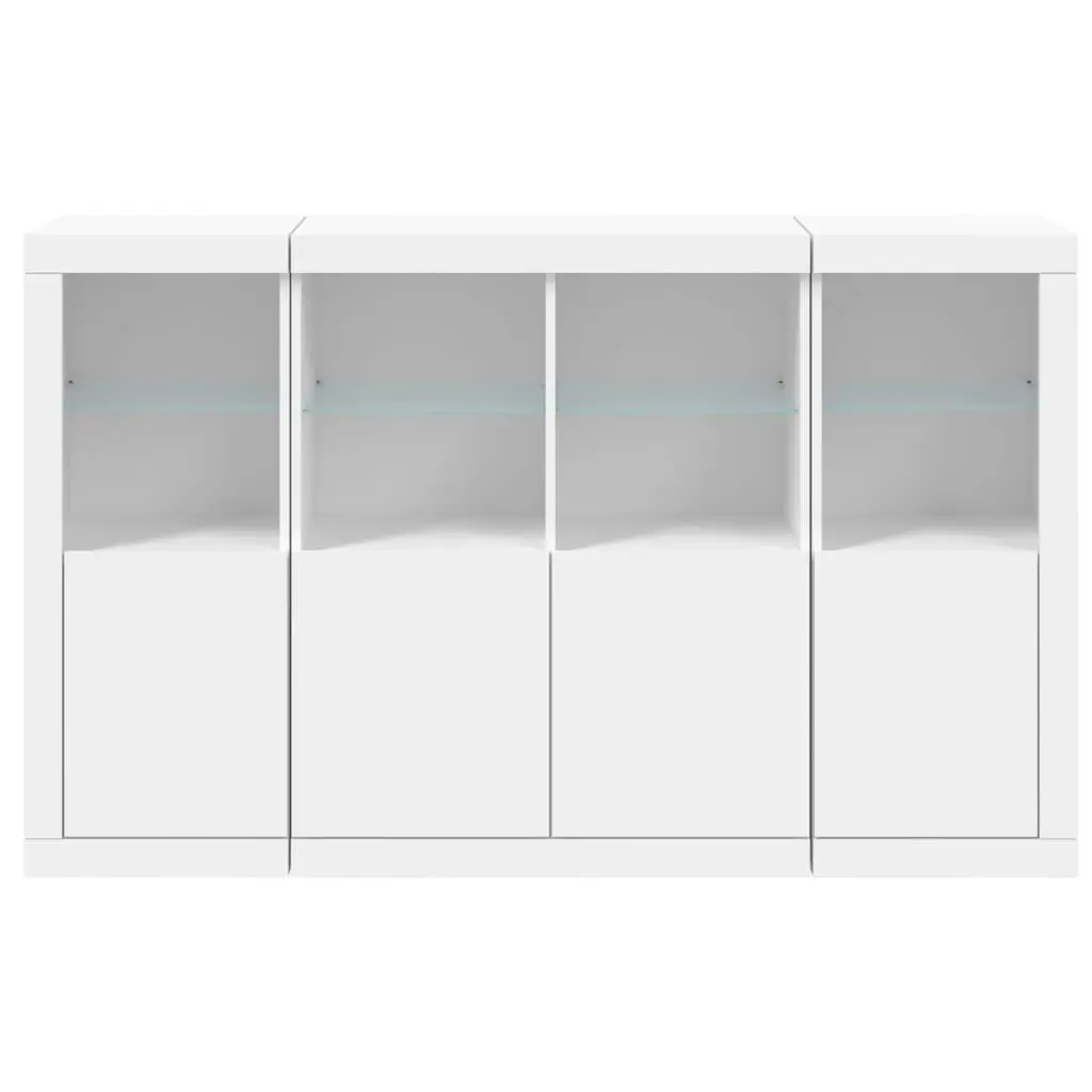 Sideboards with LED Lights 3 pcs White Engineered Wood 3209114