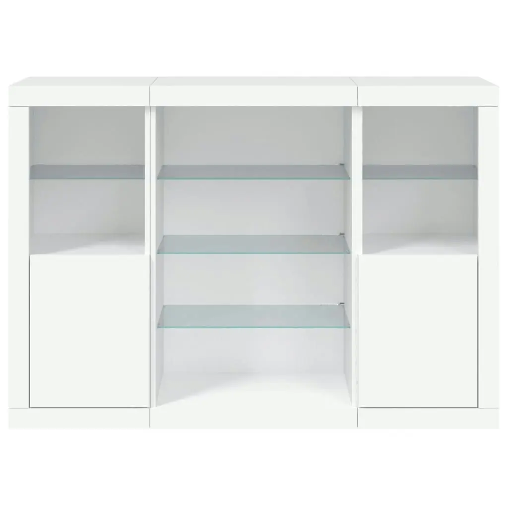 Sideboards with LED Lights 3 pcs White Engineered Wood 3209128