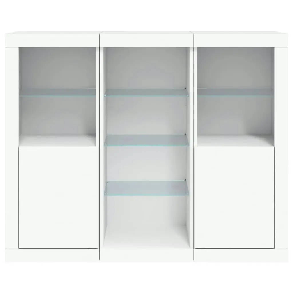 Sideboards with LED Lights 3 pcs White Engineered Wood 3209121