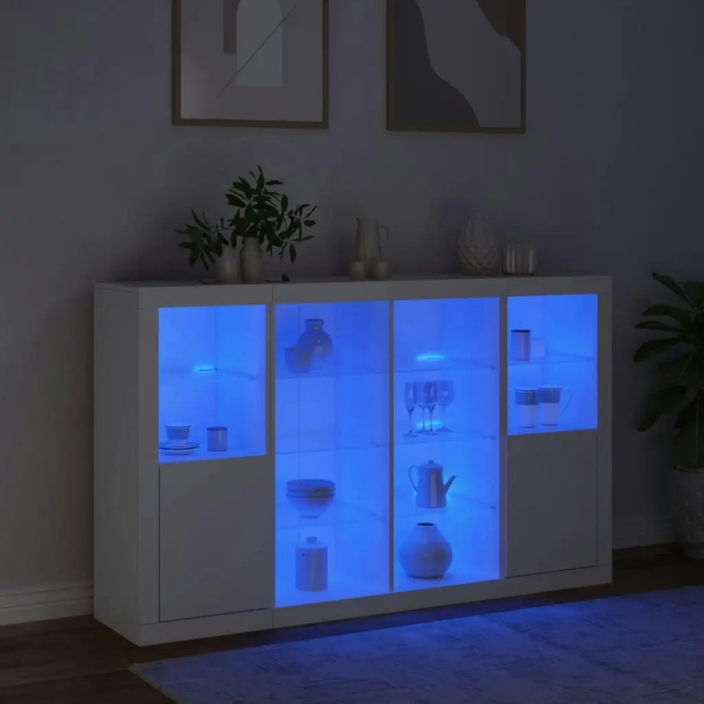 Sideboards with LED Lights 3 pcs White Engineered Wood 3209135