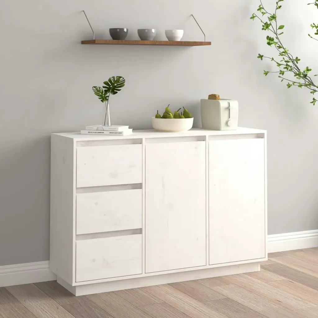 Sideboard White 111x34x75 cm Solid Wood Pine 813805