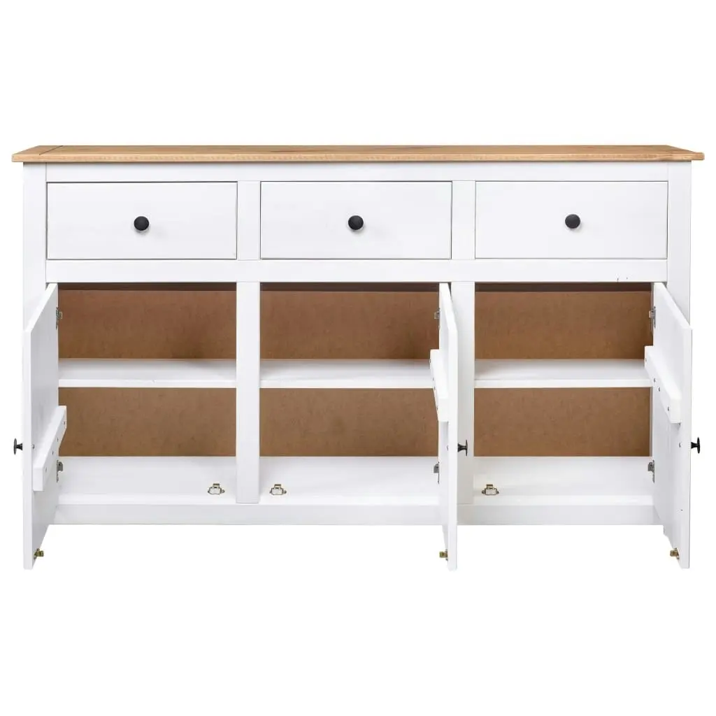 Sideboard White 135x40x80 cm Solid Pinewood Panama Range 282705