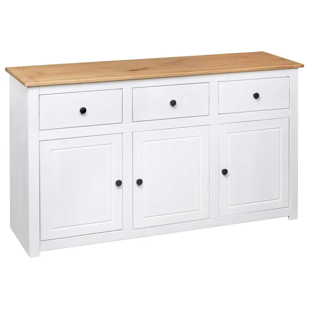 Sideboard White 135x40x80 cm Solid Pinewood Panama Range 282705