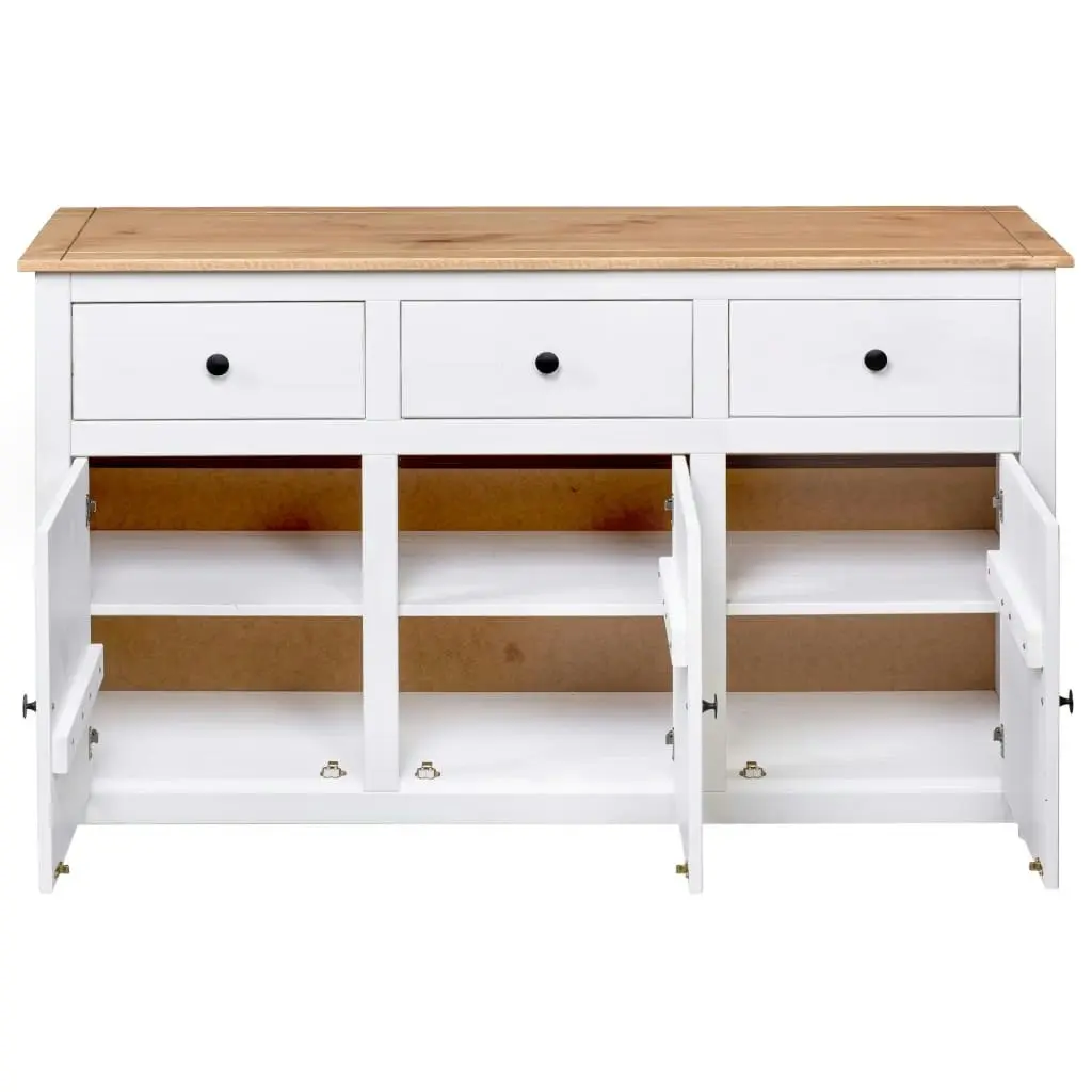 Sideboard White 135x40x80 cm Solid Pinewood Panama Range 282705