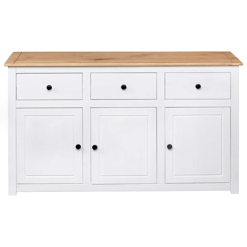 Sideboard White 135x40x80 cm Solid Pinewood Panama Range 282705