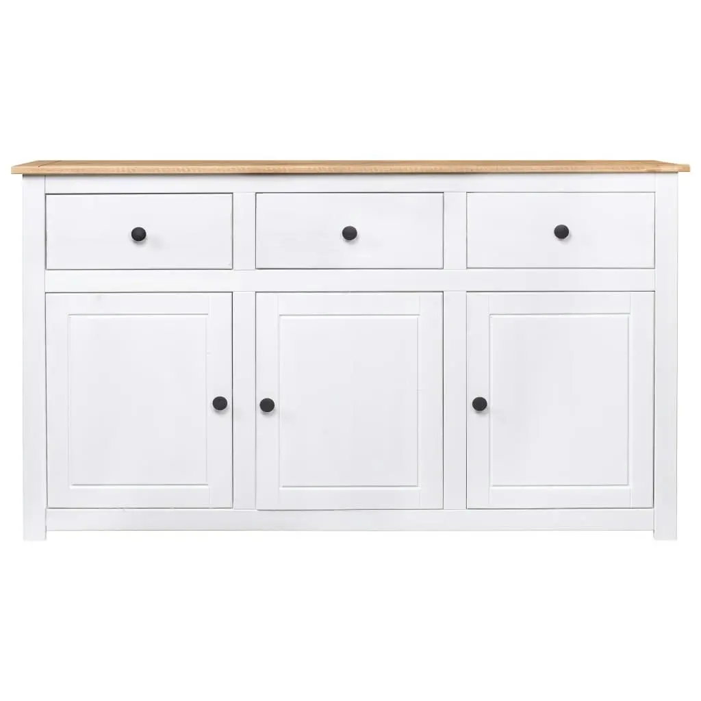 Sideboard White 135x40x80 cm Solid Pinewood Panama Range 282705