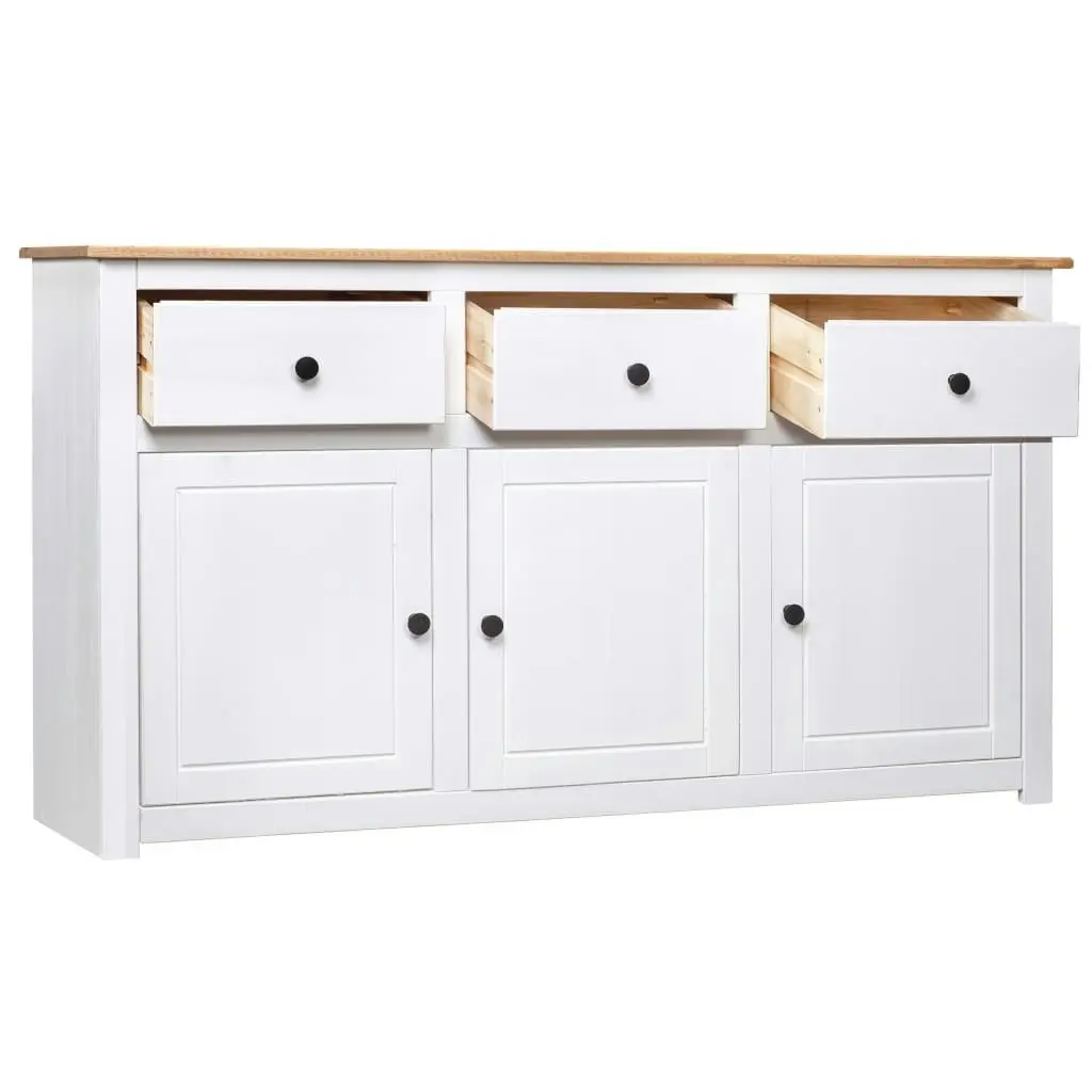 Sideboard White 135x40x80 cm Solid Pinewood Panama Range 282705