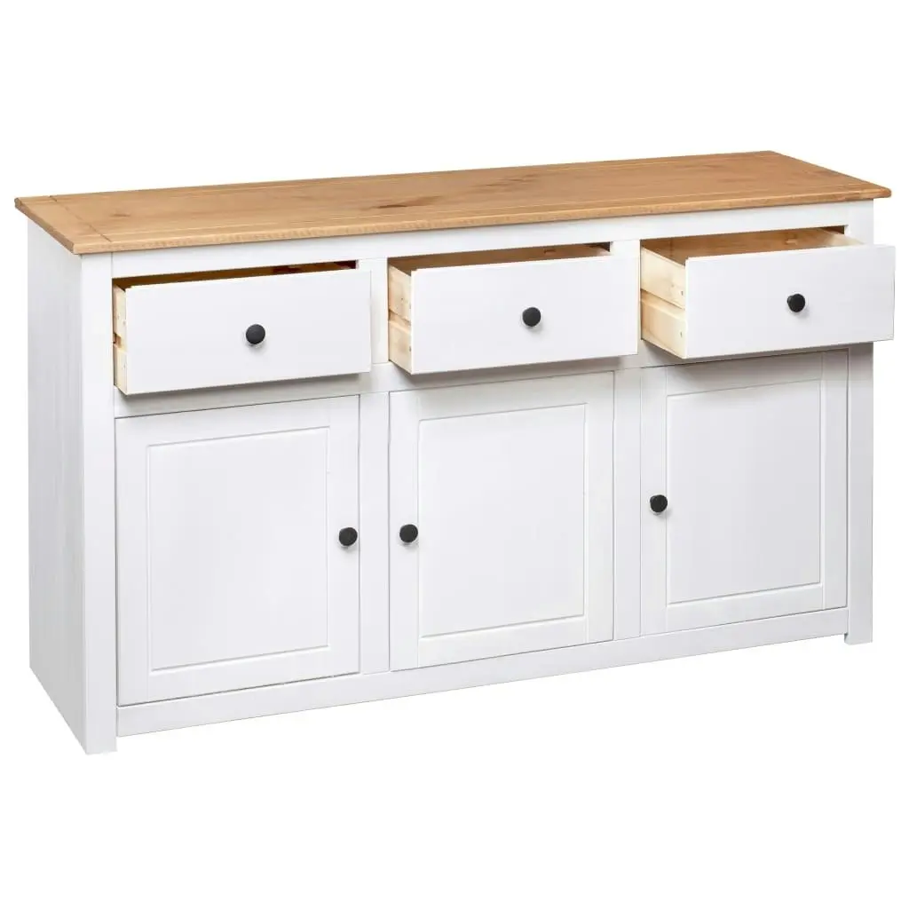 Sideboard White 135x40x80 cm Solid Pinewood Panama Range 282705