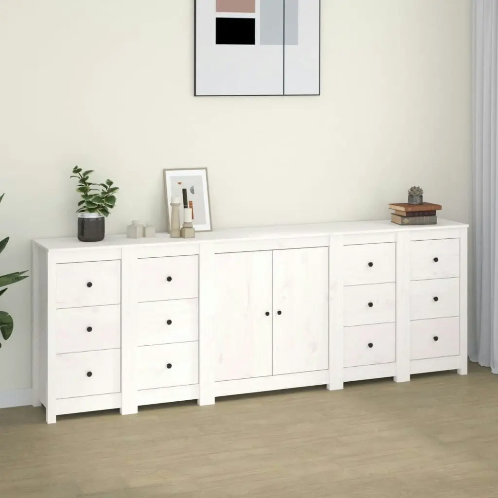 Sideboard White 230x35x80 cm Solid Wood Pine 3114085