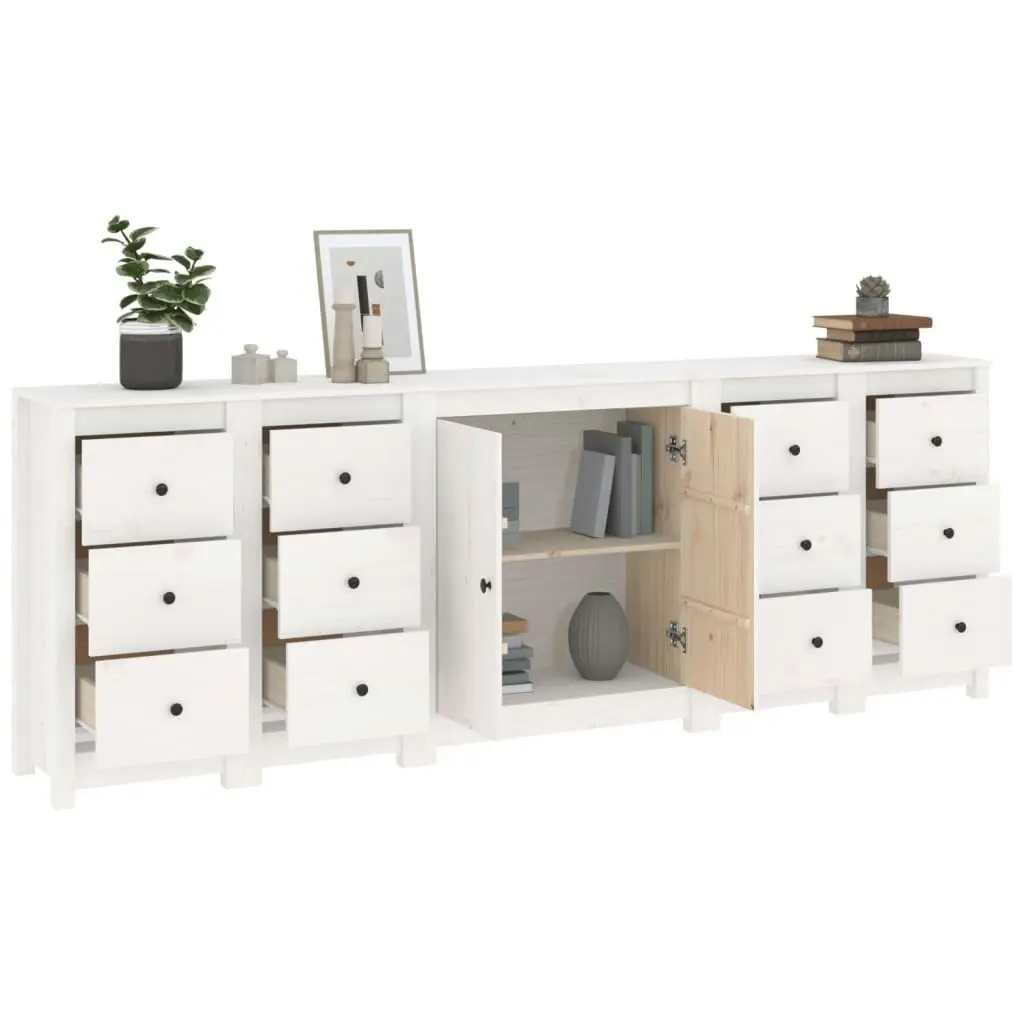 Sideboard White 230x35x80 cm Solid Wood Pine 3114085