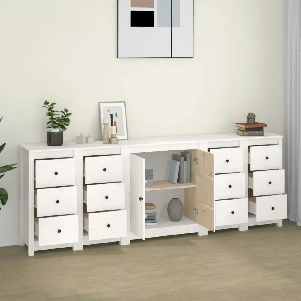 Sideboard White 230x35x80 cm Solid Wood Pine 3114085