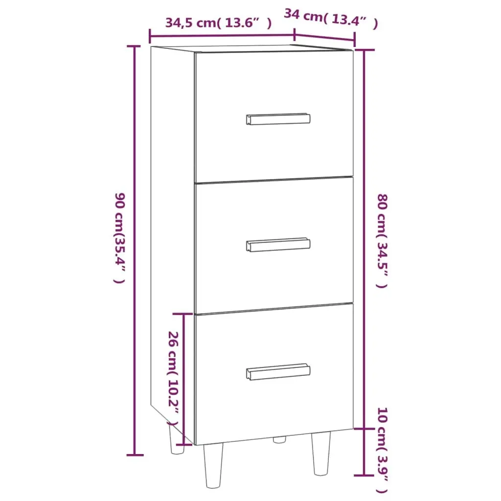 Sideboard White 34.5x34x90 cm Engineered Wood 812339