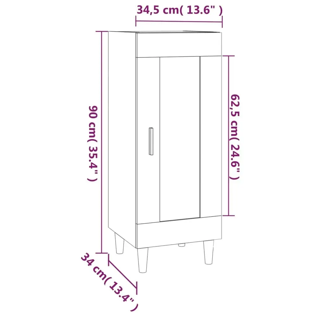 Sideboard White 34.5x34x90 cm Engineered Wood 812411