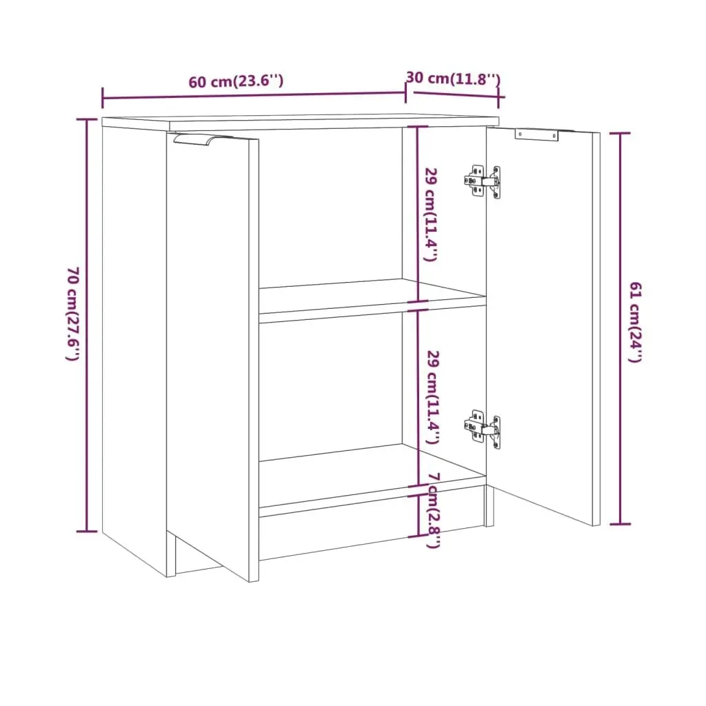 Sideboard White 60x30x70 cm Engineered Wood 811061