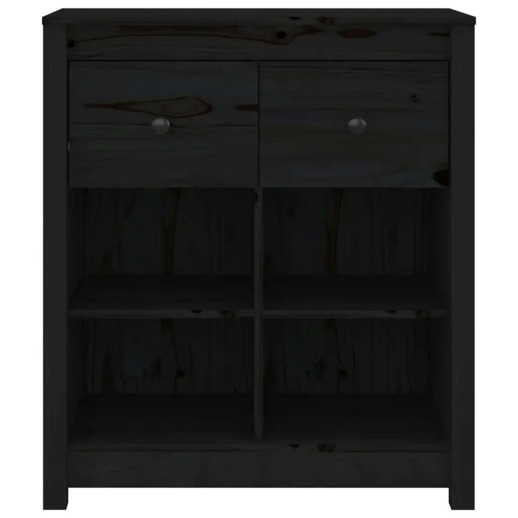 Sideboard Black 70x35x80 cm Solid Wood Pine 813768