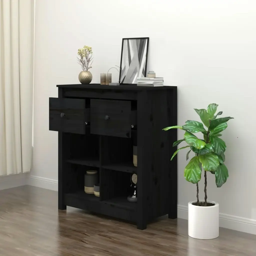 Sideboard Black 70x35x80 cm Solid Wood Pine 813768