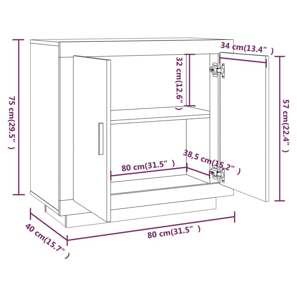 Sideboard White 80x40x75 cm Engineered Wood 811817