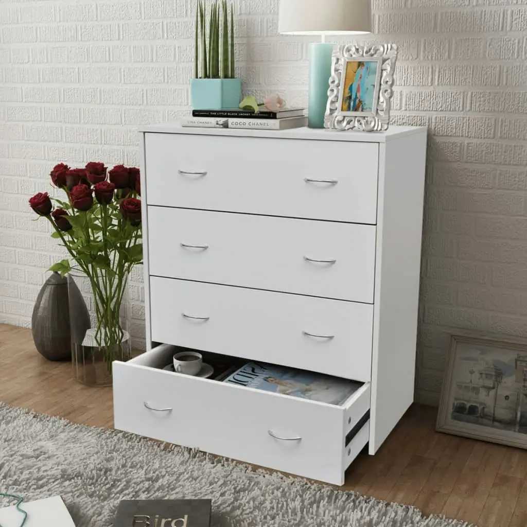 Sideboard with 4 Drawers 60x30.5x71 cm White 242545