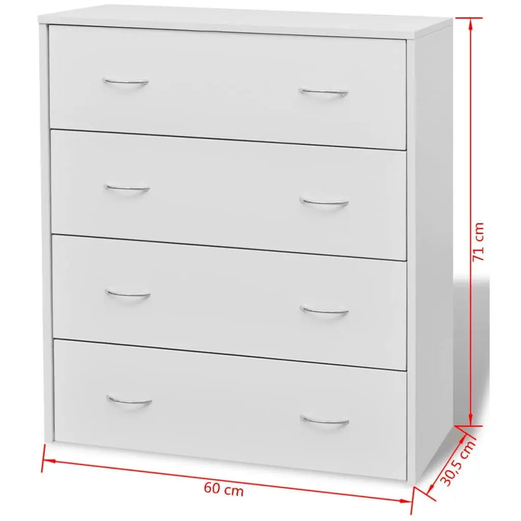 Sideboard with 4 Drawers 60x30.5x71 cm White 242545