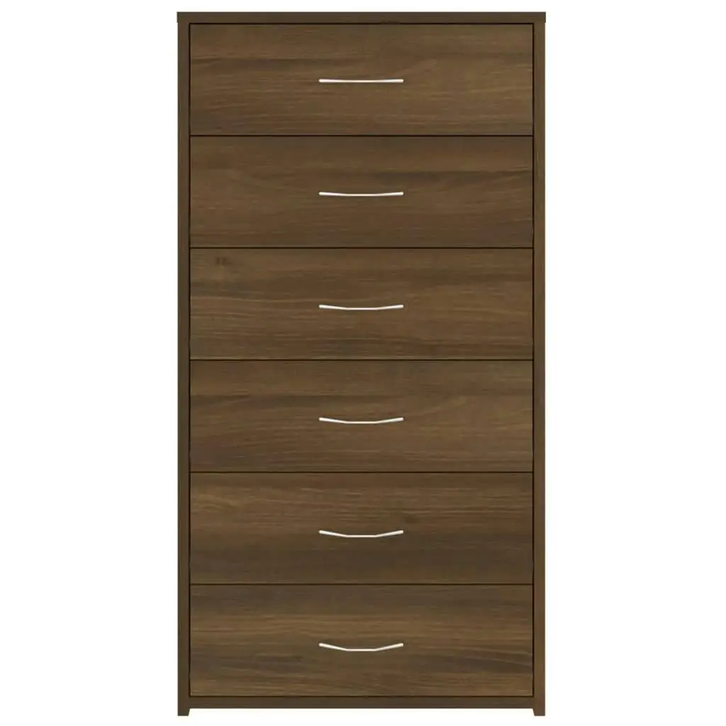 Sideboard with 6 Drawers Brown Oak 50x34x96 cm Engineered Wood 815365