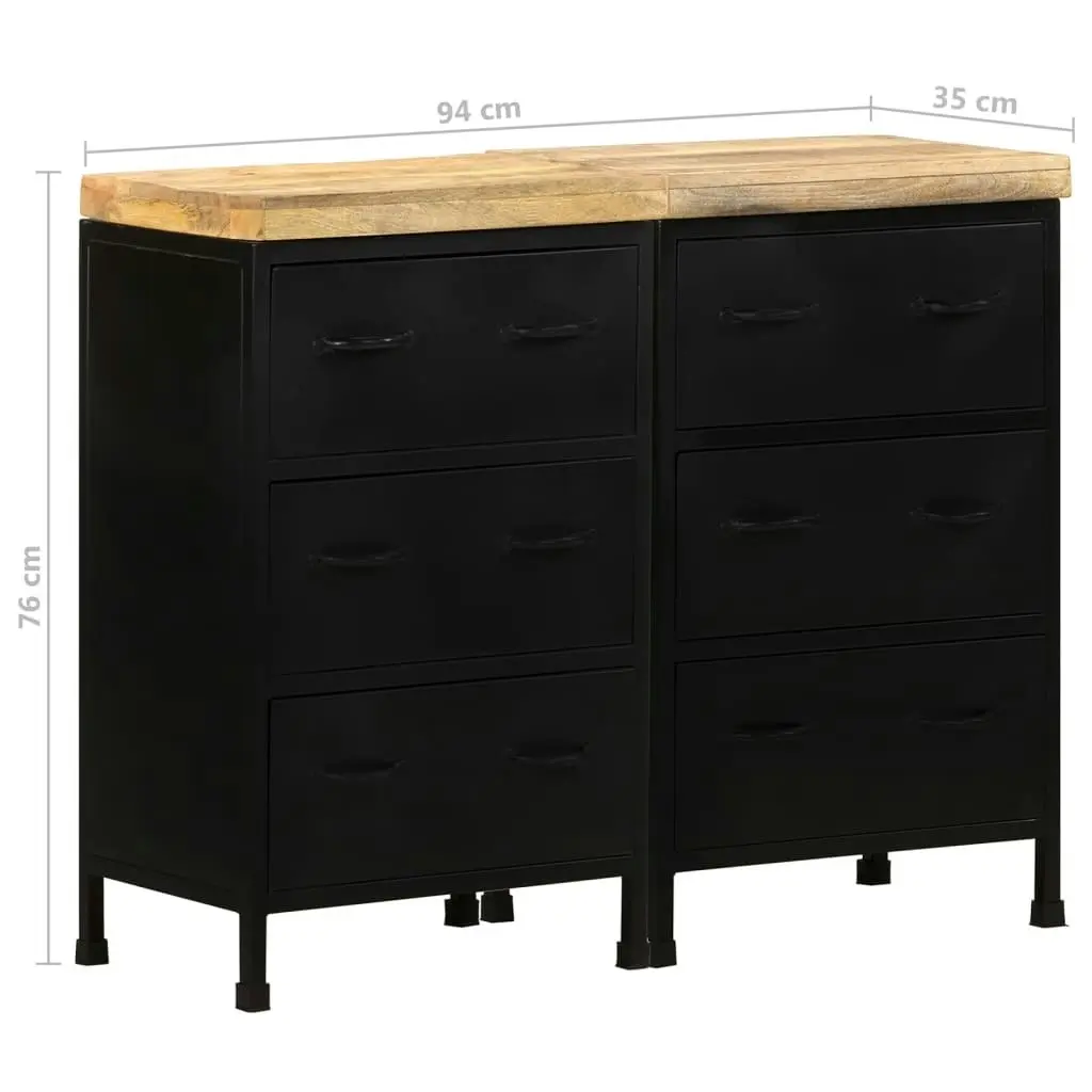 Sideboard with 6 Drawers Rough Mango Wood 3074905