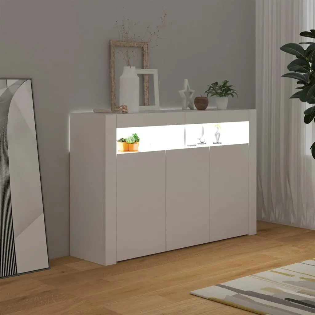 Sideboard with LED Lights White 115.5x30x75 cm 804337