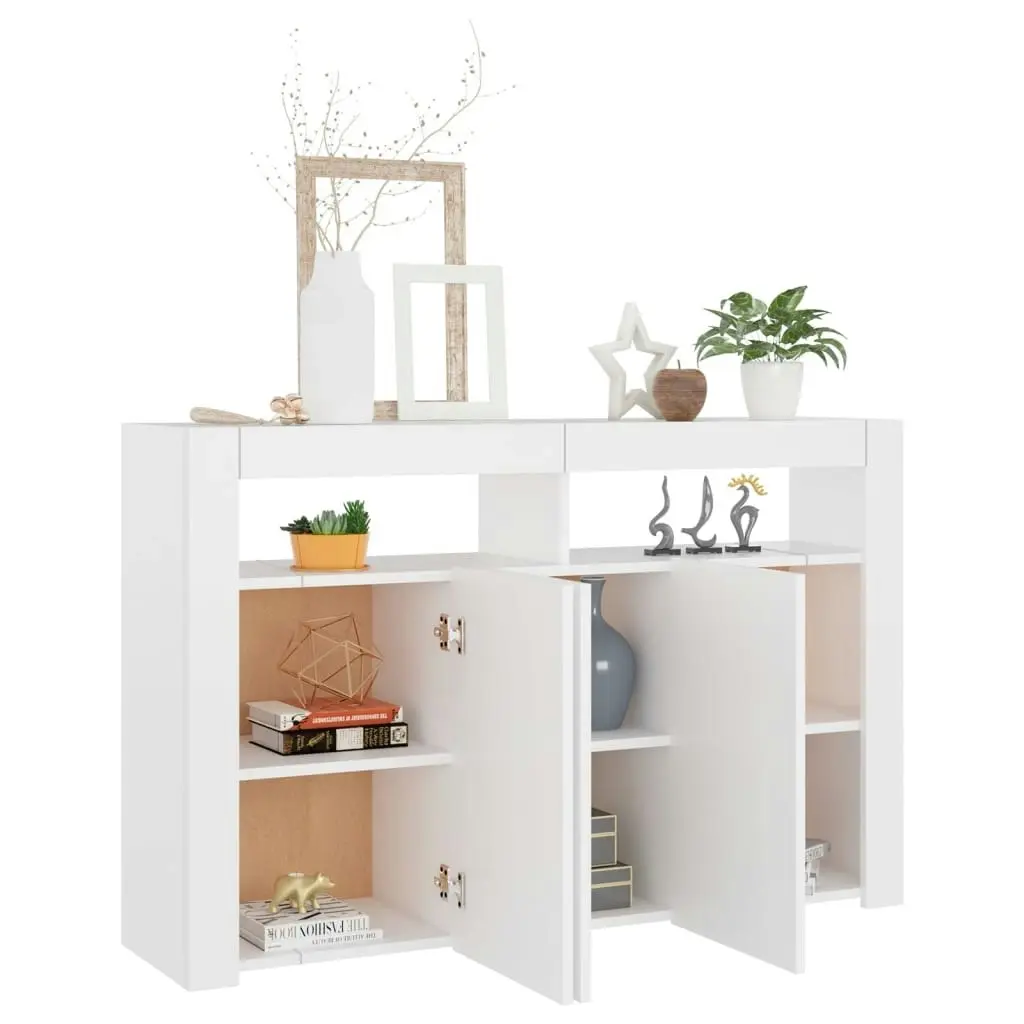 Sideboard with LED Lights White 115.5x30x75 cm 804337