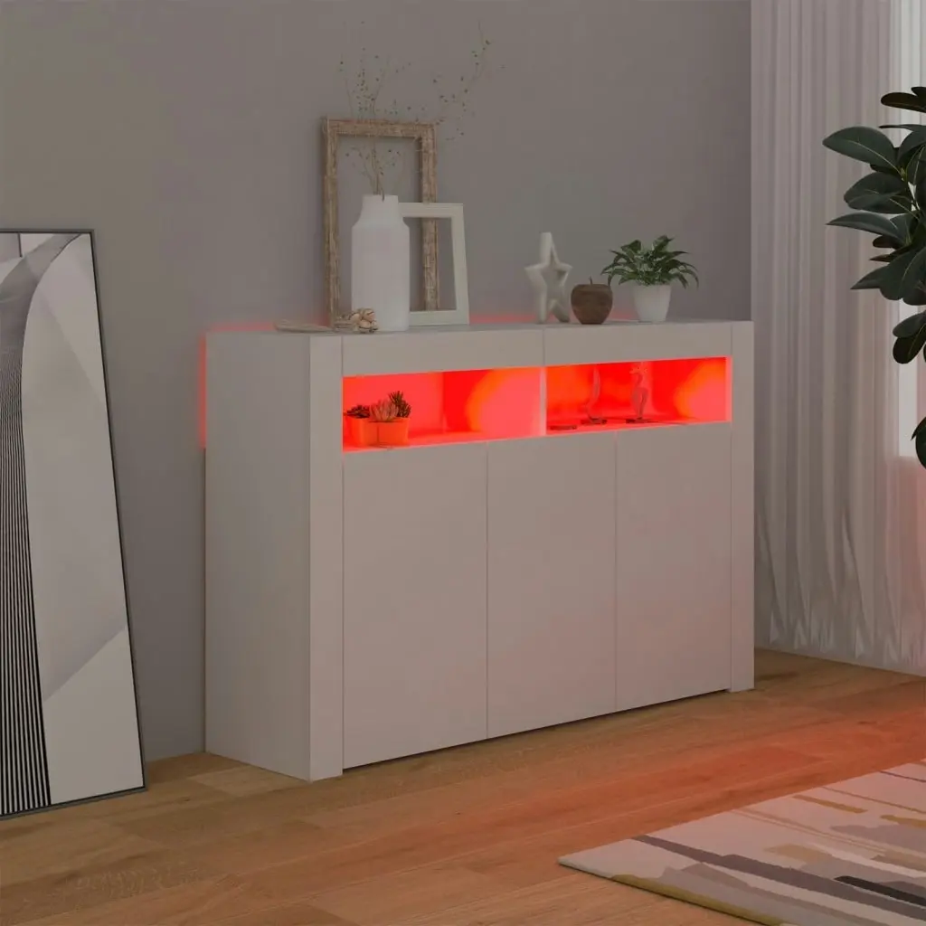 Sideboard with LED Lights White 115.5x30x75 cm 804337