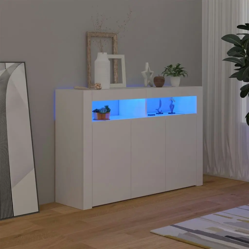 Sideboard with LED Lights White 115.5x30x75 cm 804337