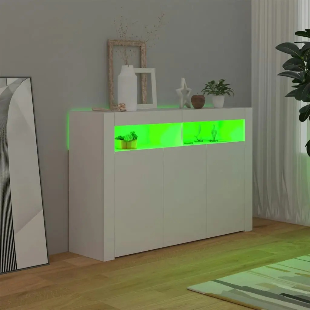 Sideboard with LED Lights White 115.5x30x75 cm 804337