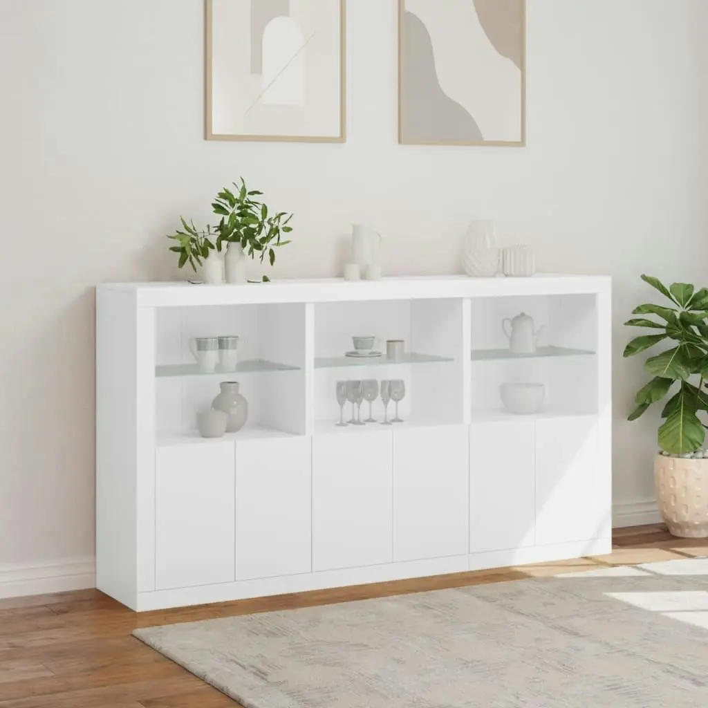 Sideboard with LED Lights White 181.5x37x100 cm 3209149